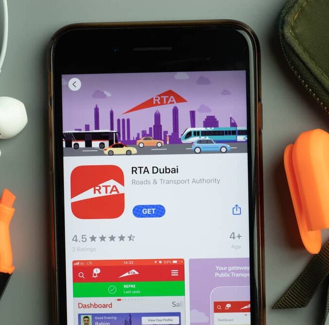 RTA dubai app showcased on a phone